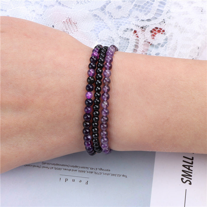 Wholesale 4mm natural stone bead bracelet with elastic cord set