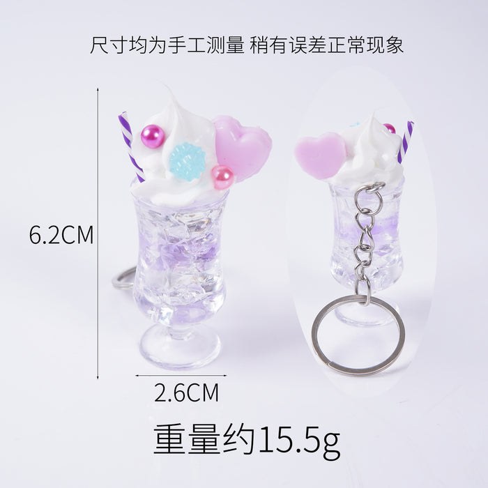 Wholesale Simulated Milk Tea Cup Pendant Fresh Style Keychain Bag Charm Modern Casual Accessory MOQ≥2