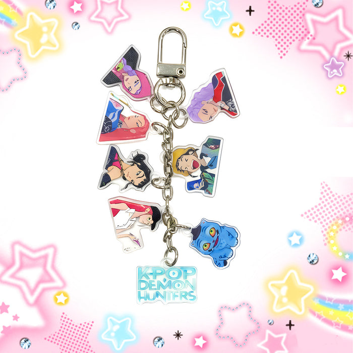 Wholesale Long string of cute K-pop cartoon character acrylic keychains