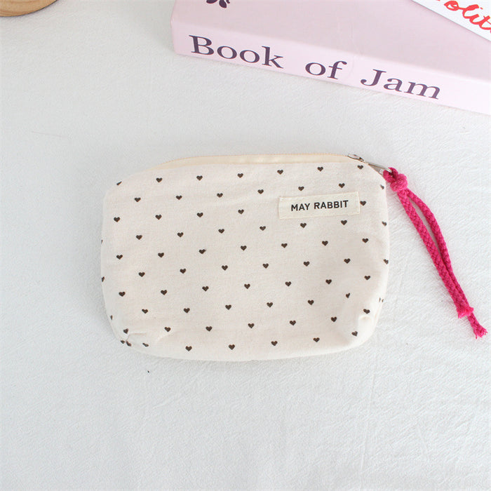 Wholesale Polka Dot Coin Purse Cotton Canvas Drawstring Pouch Stylish Wristlet Bag For Women Everyday Trendy Accessory