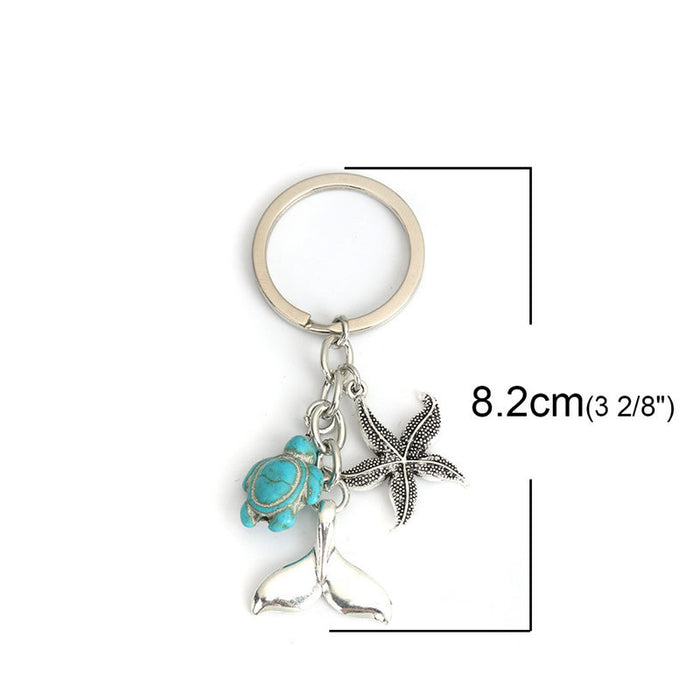 Wholesale Turtle, Starfish, Mermaid Tail Alloy Keychain JDC-KC-JunA001