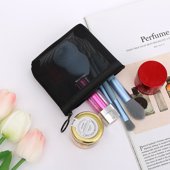 Wholesale Modern Minimalist Mesh Cosmetic Bag Travel Storage Pouch For Makeup Brushes And Daily
