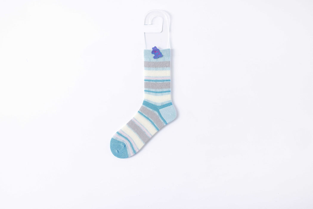 Wholesale Boneless socks for children, mid tube socks, cotton pile socks, white boneless color blocked socks for children