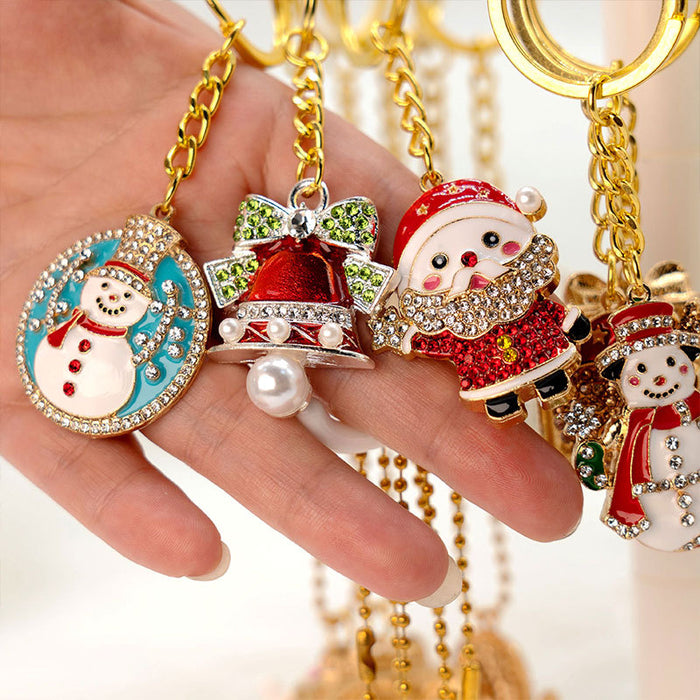 Wholesale Cartoon Christmas Metal Keychain Bag Charm Cute Holiday Gift Accessory