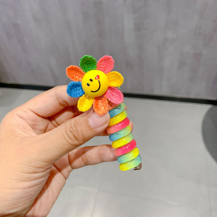 Wholesale Rainbow Children' s Phone Cord Hair Scrunchies Cute Cartoon Colorful Rubber Band