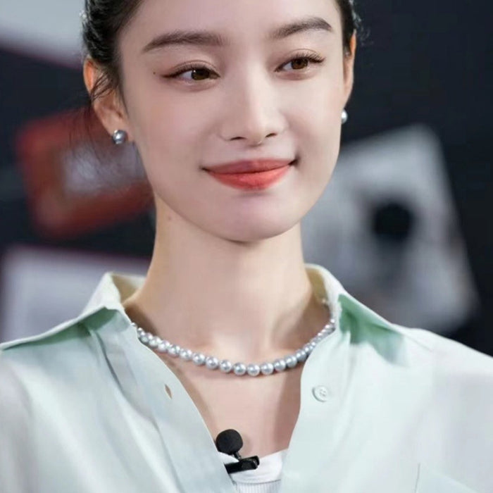 Wholesale Magnetic pearl necklace for women, silver gray, high-end, light luxury