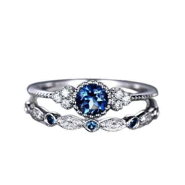 Wholesale Emerald Zircon Ring Fashion Sapphire Ring Set