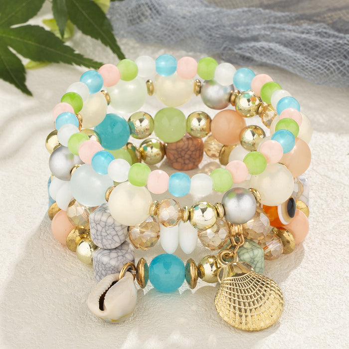 Wholesale Bohemian Shell Crystal Multi-layer Beads Bracelet JDC-BT-FeiYa007