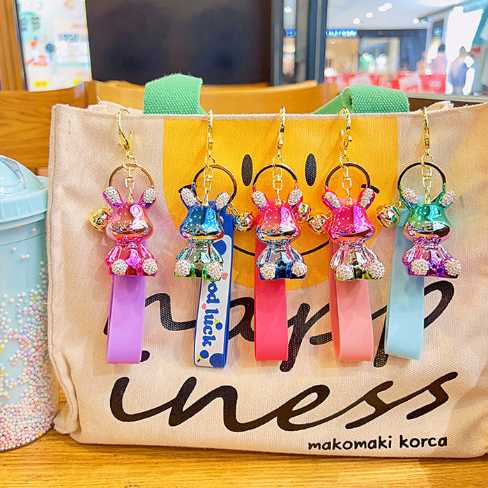 Al por mayor electroplation Sitting Diamond Rabbit Keychain JDC-KC-YDAO096