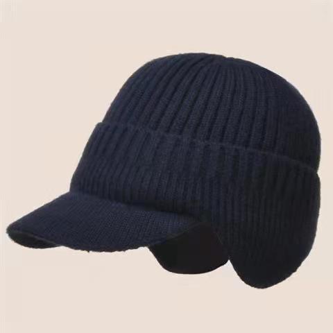 Wholesale Winter Knitted Hat For Men Women Warm Ear Protection Windproof Cycling Hat Fleece-lined Thickened Thermal Adult