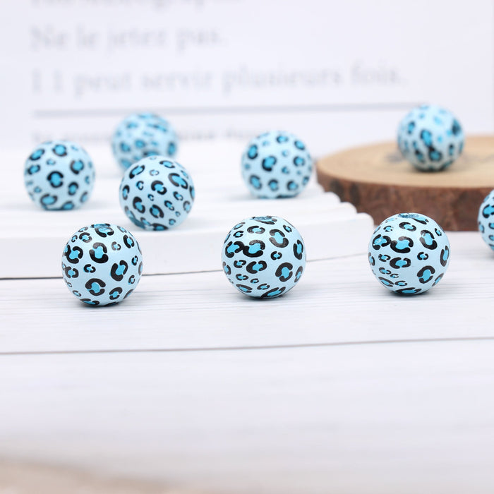 Wholesale 16mm Leopard Pattern Wooden Bead Set JDC-BDS-TianYue011