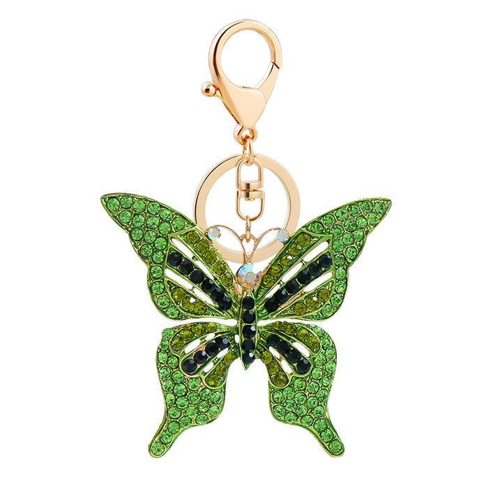 Wholesale Rhinestone Metal Butterfly Keychain JDC-KC-HongT001