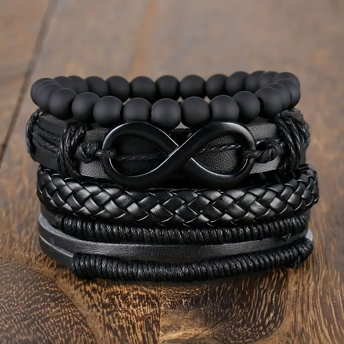 Wholesale 4-piece set of cowhide bracelet, hand woven vintage fashion bracelet