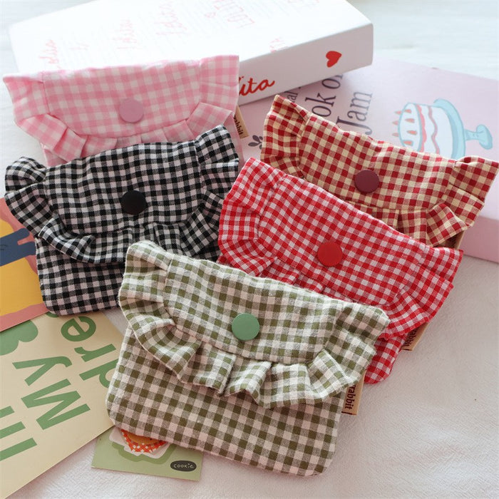 Wholesale Gingham Plaid Flap Pouch Card Holder Wallet For Women Portable Purse For Everyday Use Home Storage