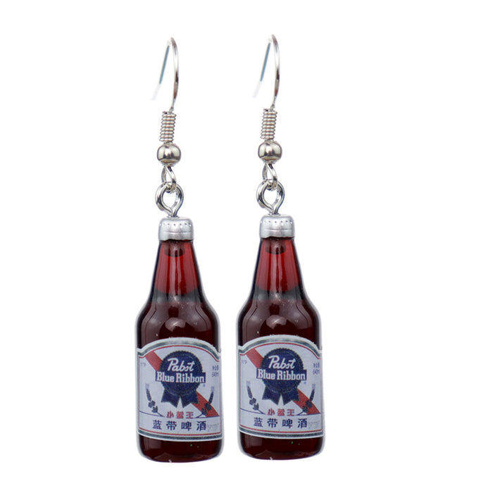 Wholesale Cartoon Beverage Bottle Resin Earrings JDC-ES-niqing021