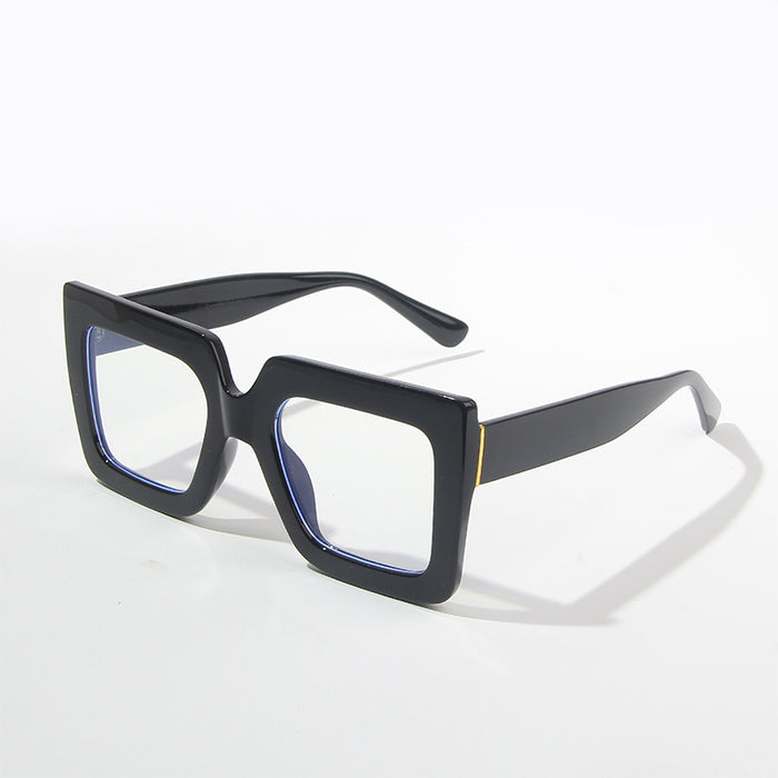 Wholesale Square anti blue light glasses, retro high-end flat light glasses, thick edged glasses frame
