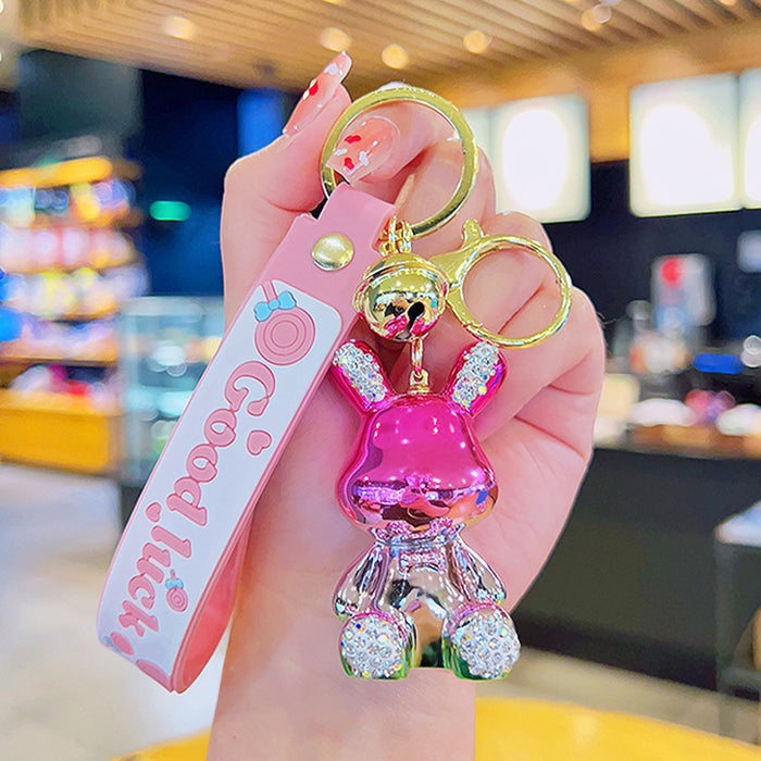 Al por mayor electroplation Sitting Diamond Rabbit Keychain JDC-KC-YDAO096