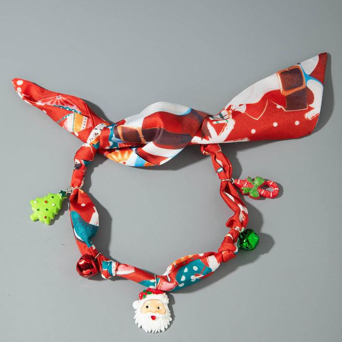 Wholesale Polyester Christmas f Necklace with Tree Bell and Santa Pattern MOQ≥2