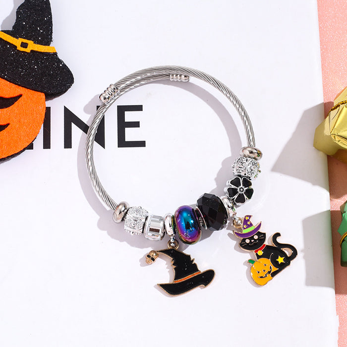Wholesale  Witch Bat Pendant Stainless Steel Bracelet MOQ≥2