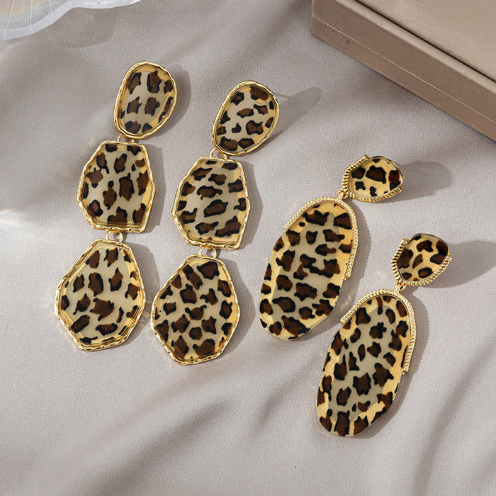 Wholesale leopard print acrylic earrings for women,  wild pattern earrings,  exaggerated earrings