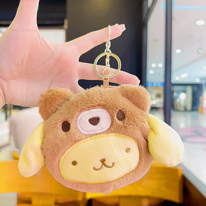 Wholesale  Cute Plush Coin Purse Keychain Women's Cartoon School Bag Pendant  Doll Key Chain Wallet