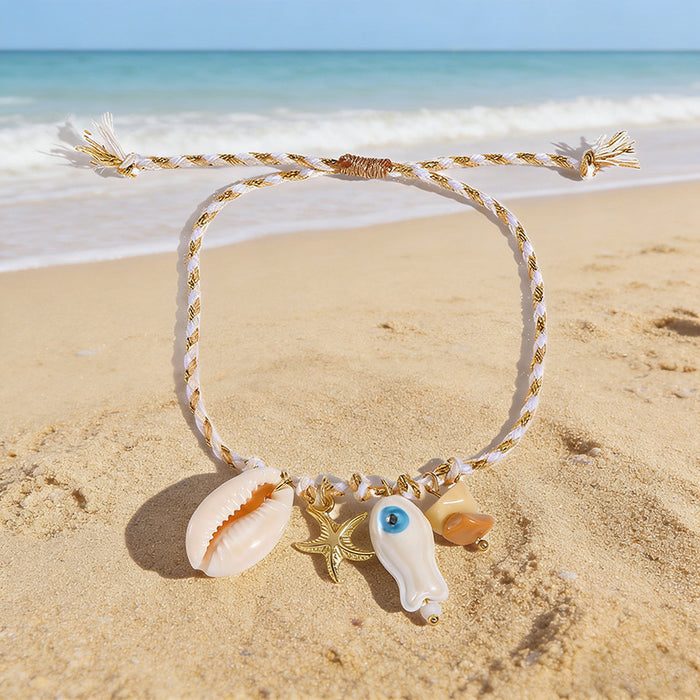 Wholesale Shell Starfish Colorful Cord Bracelet
