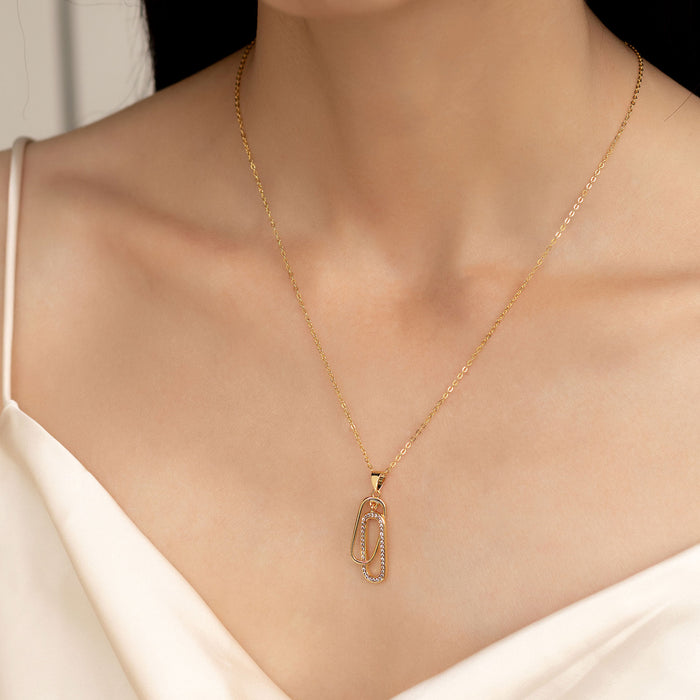 Wholesale Interlocking Simple Double-Ring Necklace