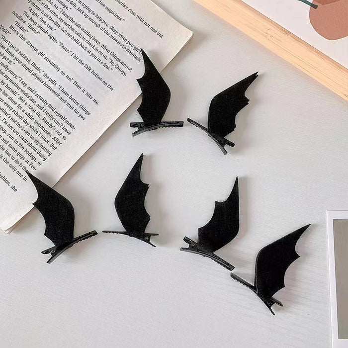 Wholesale Non-woven Halloween Devil Bat Ear Hair Clip JDC-HC-GuGuGu001