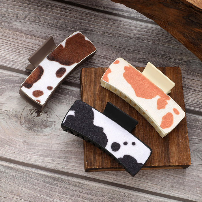 Wholesale Western Farm Style Cow Texture Leather Hair Clip Women' s Shark Clip