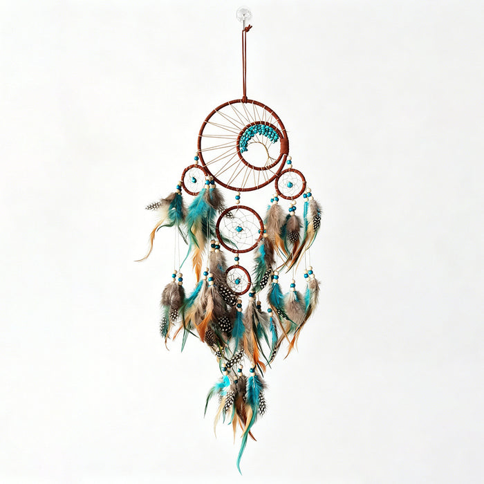 Wholesale Bohemian Style Green Iron Dream Catcher Pendant Life Tree Five Rings Door Hanging Decorative
