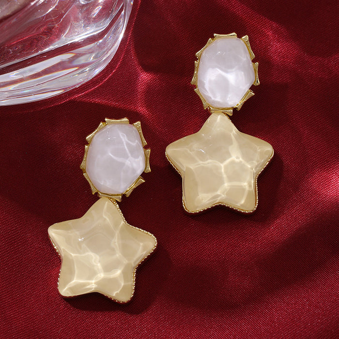 Wholesale Blue contrasting water ripple retro five-pointed star unique personality