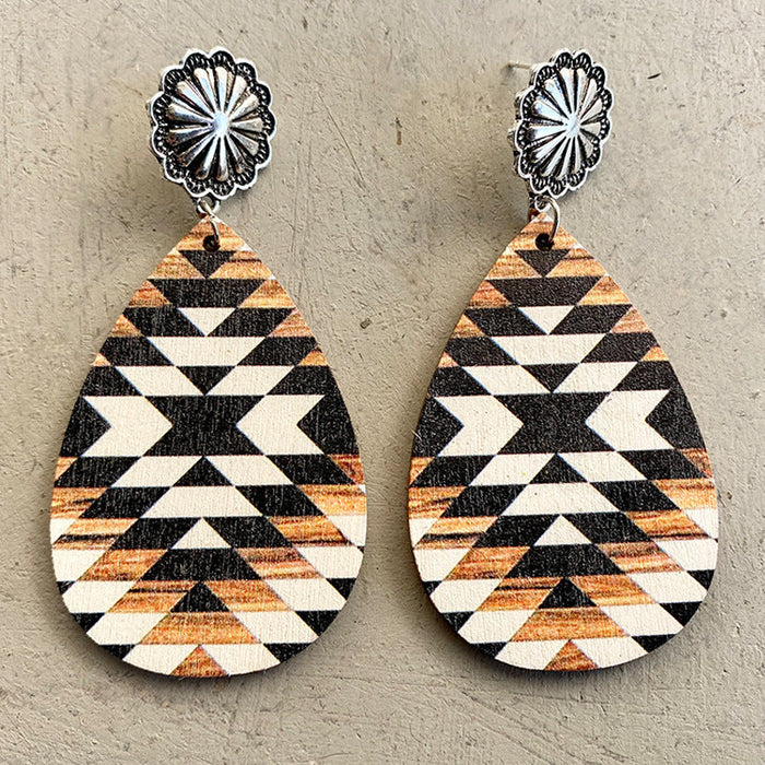 Wholesale 2pairs/pack Aztec Wood Wooden Earrings JDC-ES-HeYi069