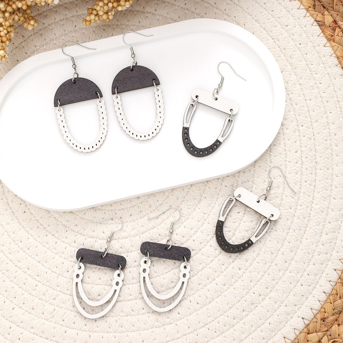 Wholesale Leaves Wooden Earrings Ring Earrings