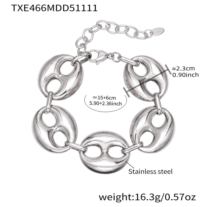Wholesale Color-blocked hollow coffee bean titanium steel bracelet clavicle chain