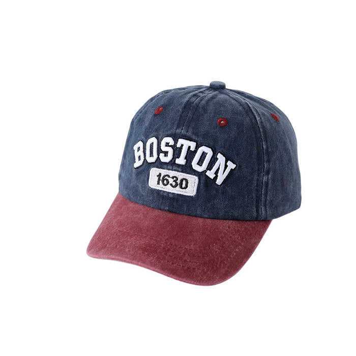 Wholesale Children' s Washed Embroidered Color-Blocked Baseball Hat