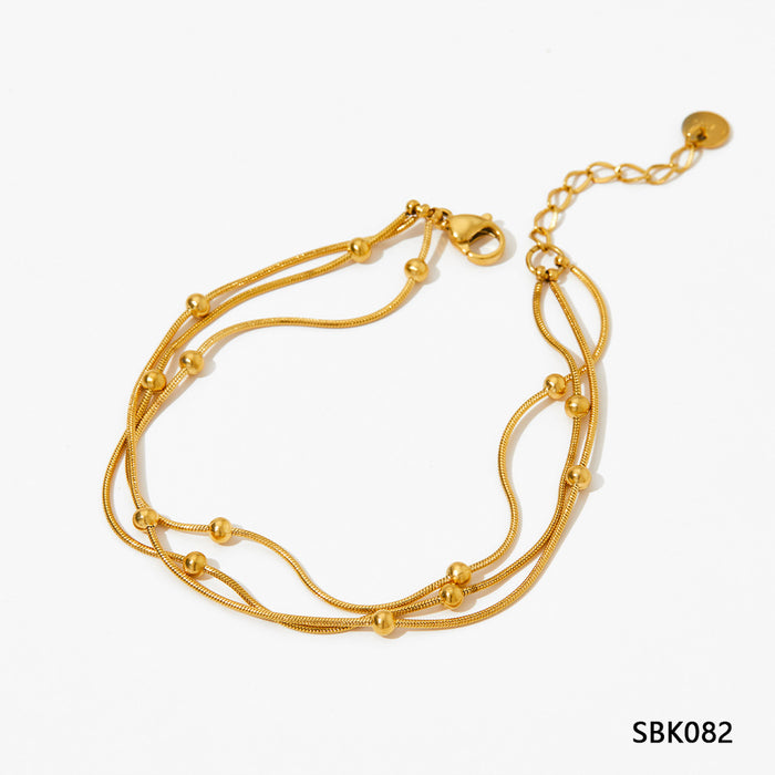 Wholesale Stainless Steel PVD Electroplated Gold Bead Chain Stacking Bracelet Women S Chic Gift