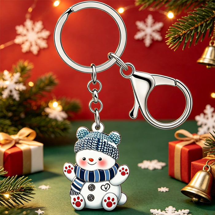 Wholesale Acrylic Cartoon Snowman Keychain With Blue f Christmas Holiday Bag Charm Car Key Accessory