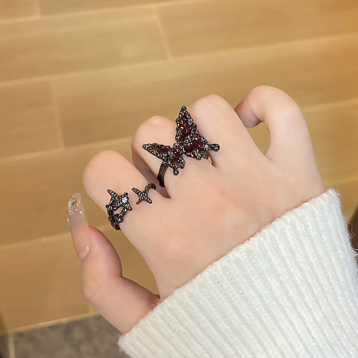 Wholesale Butterfly liquid opening ring, fashionable temperament, high-end feeling, retro ring