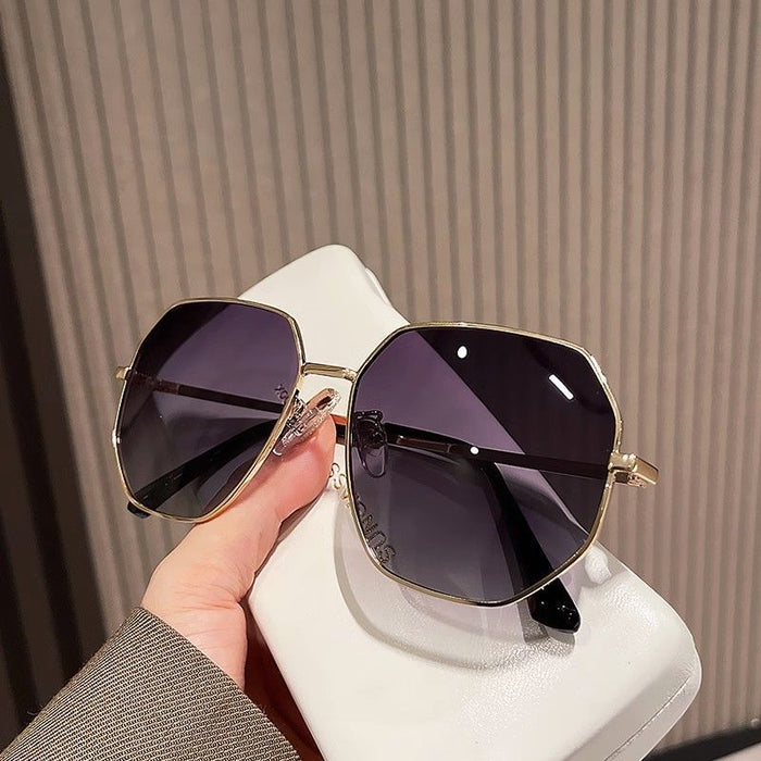 Wholesale Transparent Blue sunglasses polygonal metal driving sunglasses