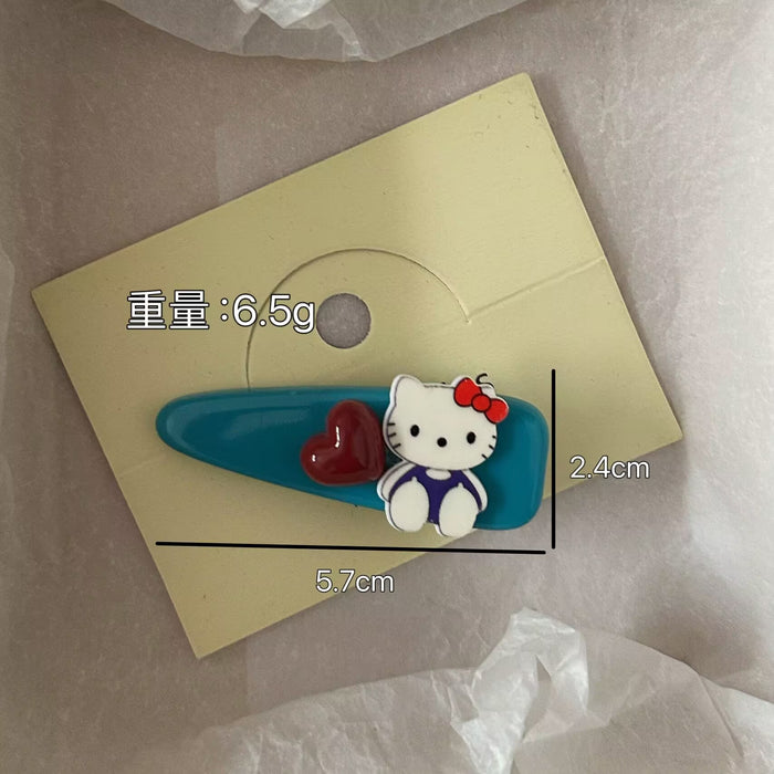 Wholesale Blue water drop heart cat hairpin sweet style versatile girl side duckbill clip hairpin