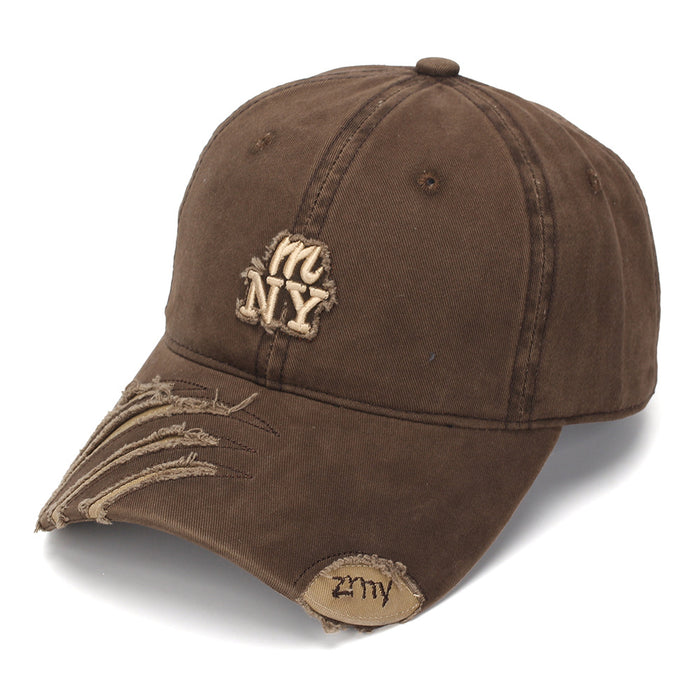 Wholesale Vintage Distressed Baseball Cap Soft Top Black Embroidered Casual Sun Hat