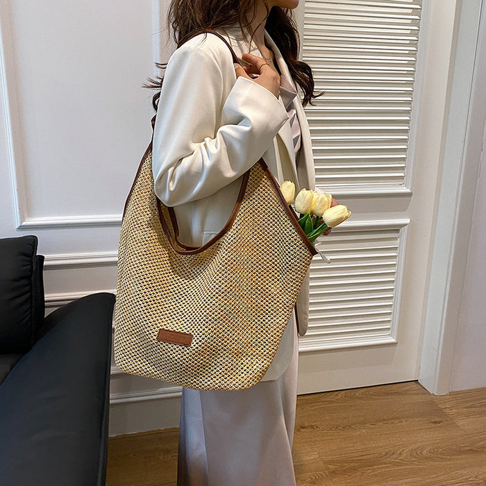 Wholesale Woven bag versatile fashion niche one shoulder bucket bag beach bag