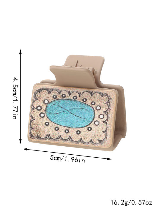 Wholesale Western Style Medium Leather Hairpin Sunflower Shark Clip Women' s Grab Clip