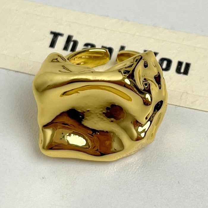 Wholesale Small niche design, personality, irregular hollow ring, light luxury, high-end feel, gold silver exaggerated ring