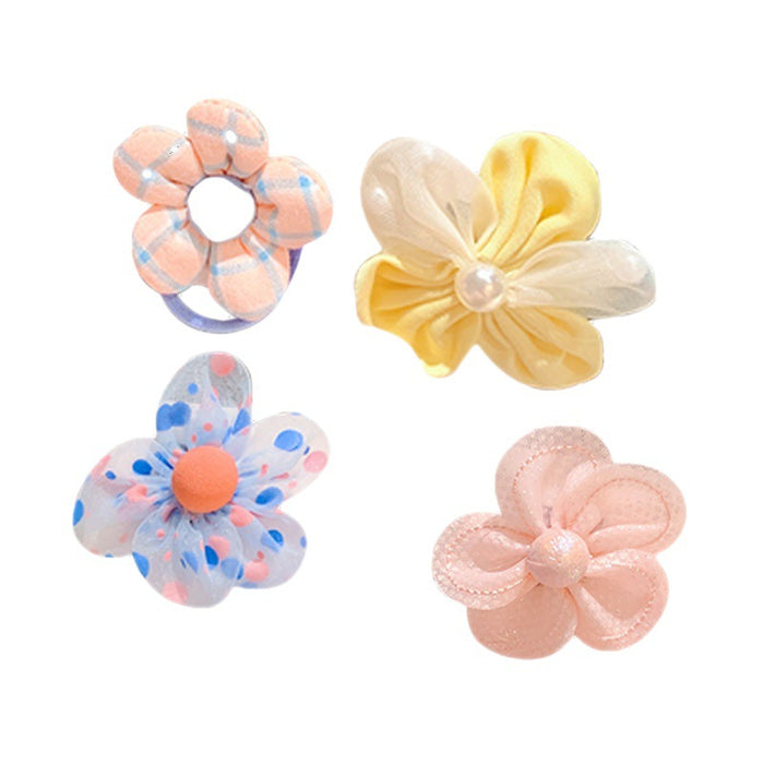 Wholesale Mesh lace children' s hair ring head rope rubber band set flower cartoon cute treasure hair accessories do not hurt hair