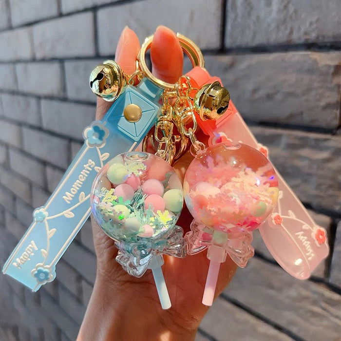 Wholesale Flowing Sand in Oil Floating Lollipop Keychain JDC-KC-MiaoY056