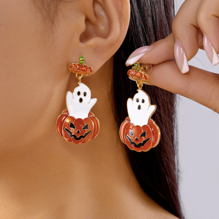 Wholesale Halloween Earrings Pumpkin Ghost Pendant Earrings Gothic Tassel Women's Earrings