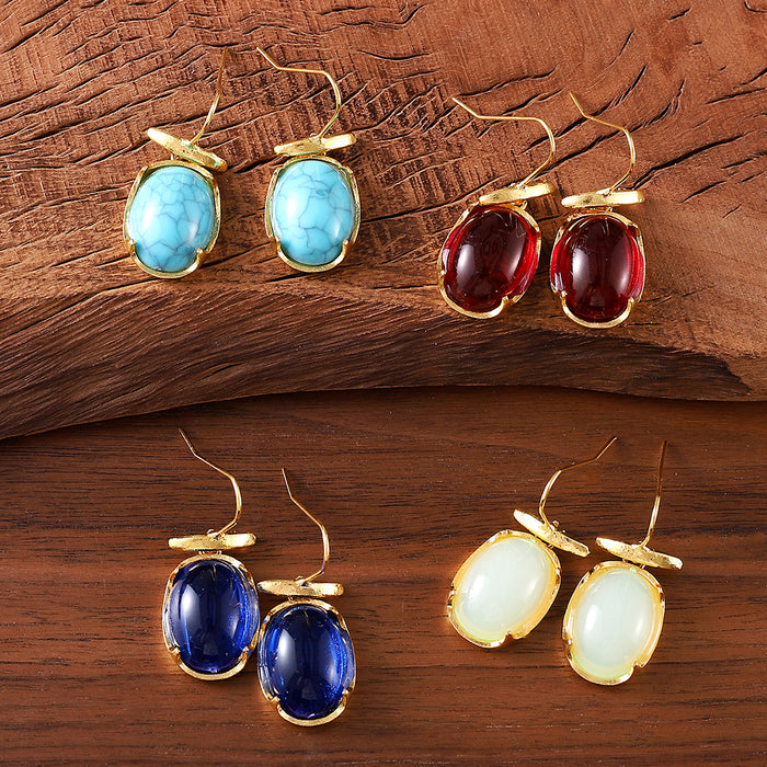 Wholesale Stylish Retro Exquisite Gemstone Pendant Earrings