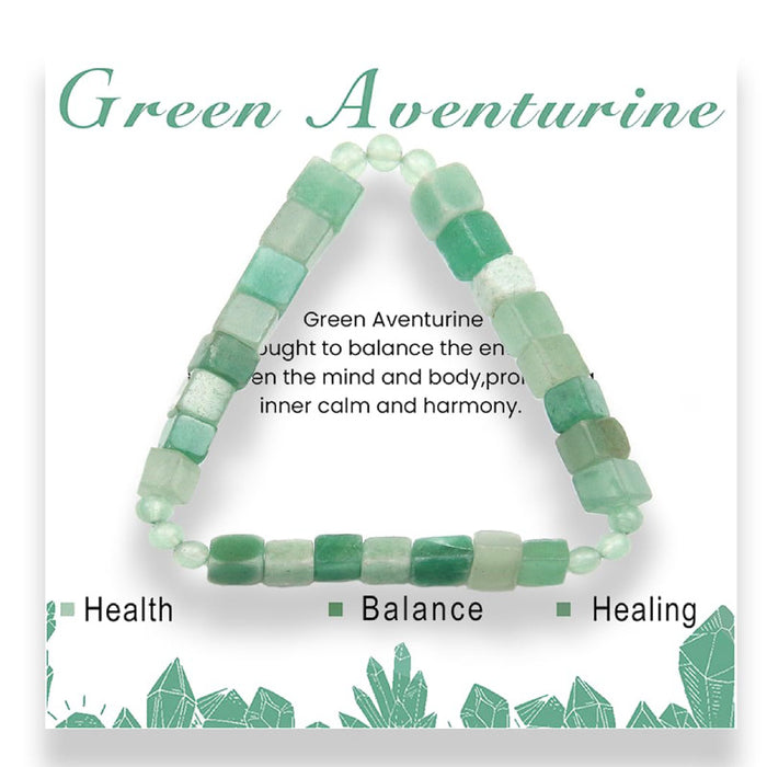 Wholesale Square Natural Stone Bracelet 6mm Powder Crystal Malachite Square Beaded Bracelet Volcanic Stone Tiger Eye Elastic Bracelet