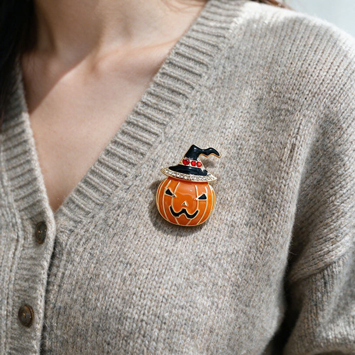 Wholesale Chic  Pumpkin Brooch Alloy Witch Hat Pin Decorative Coat Suit Accessory